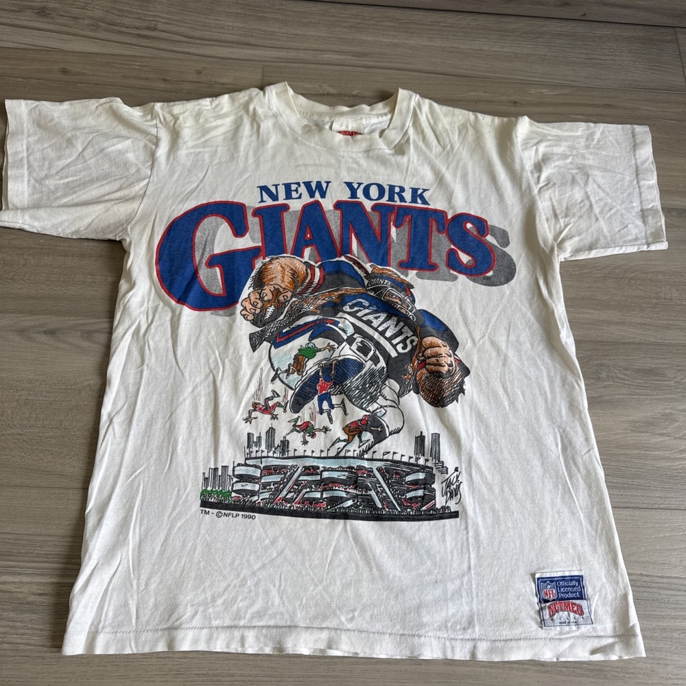 Vintage 90s Nutmeg New York Giants Caricature T Shirt Mens Sz Medium USA Made
